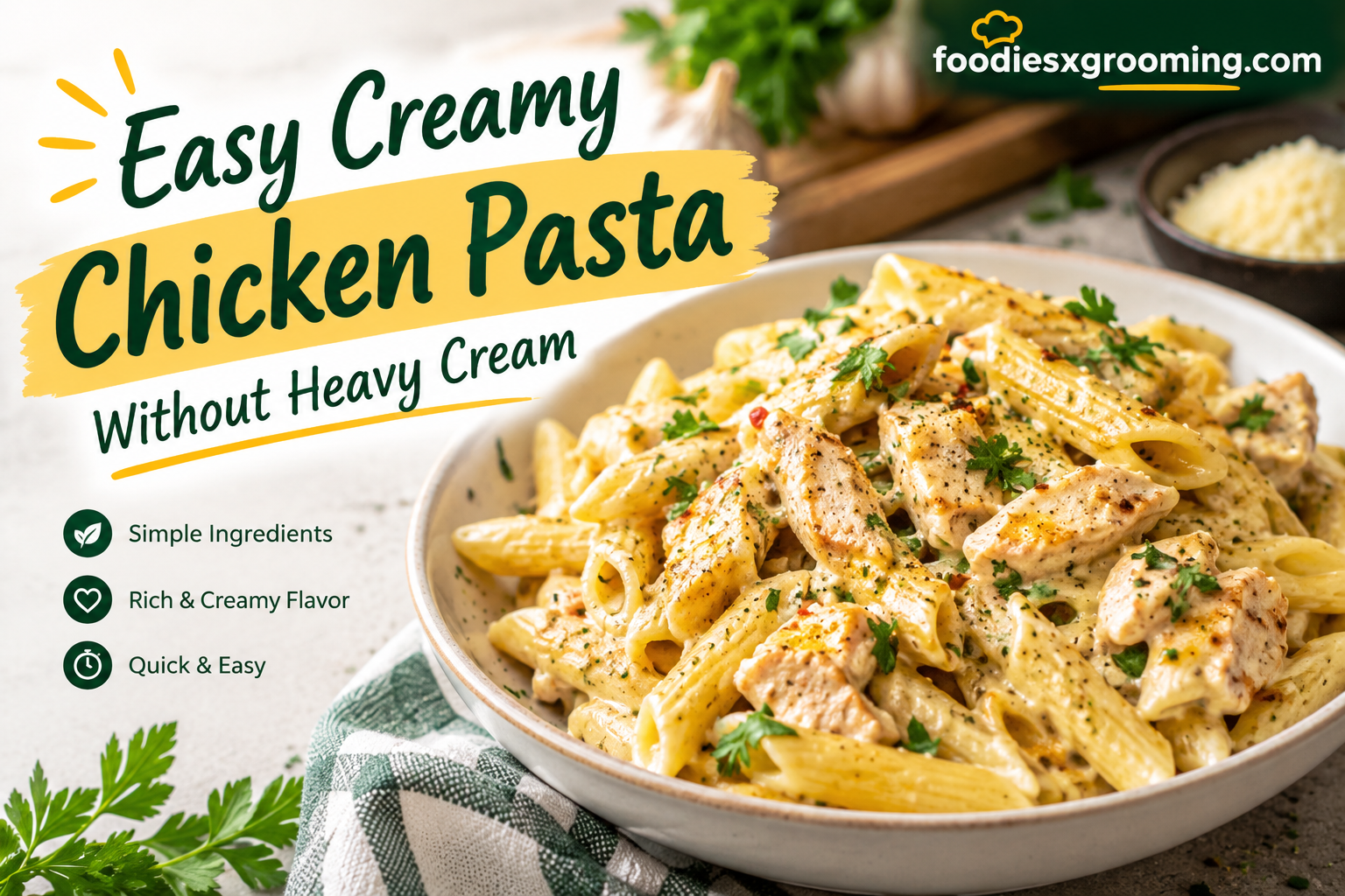 Easy Creamy Chicken Pasta Without Heavy Cream (Quick, Delicious & Comforting)