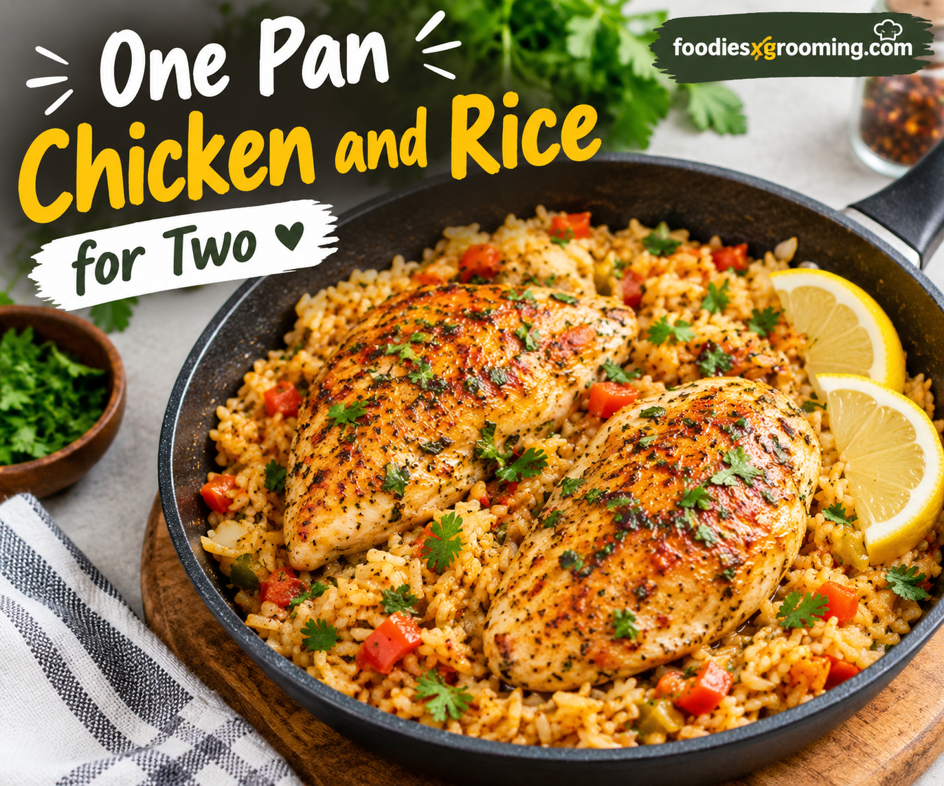One Pan Chicken and Rice for Two